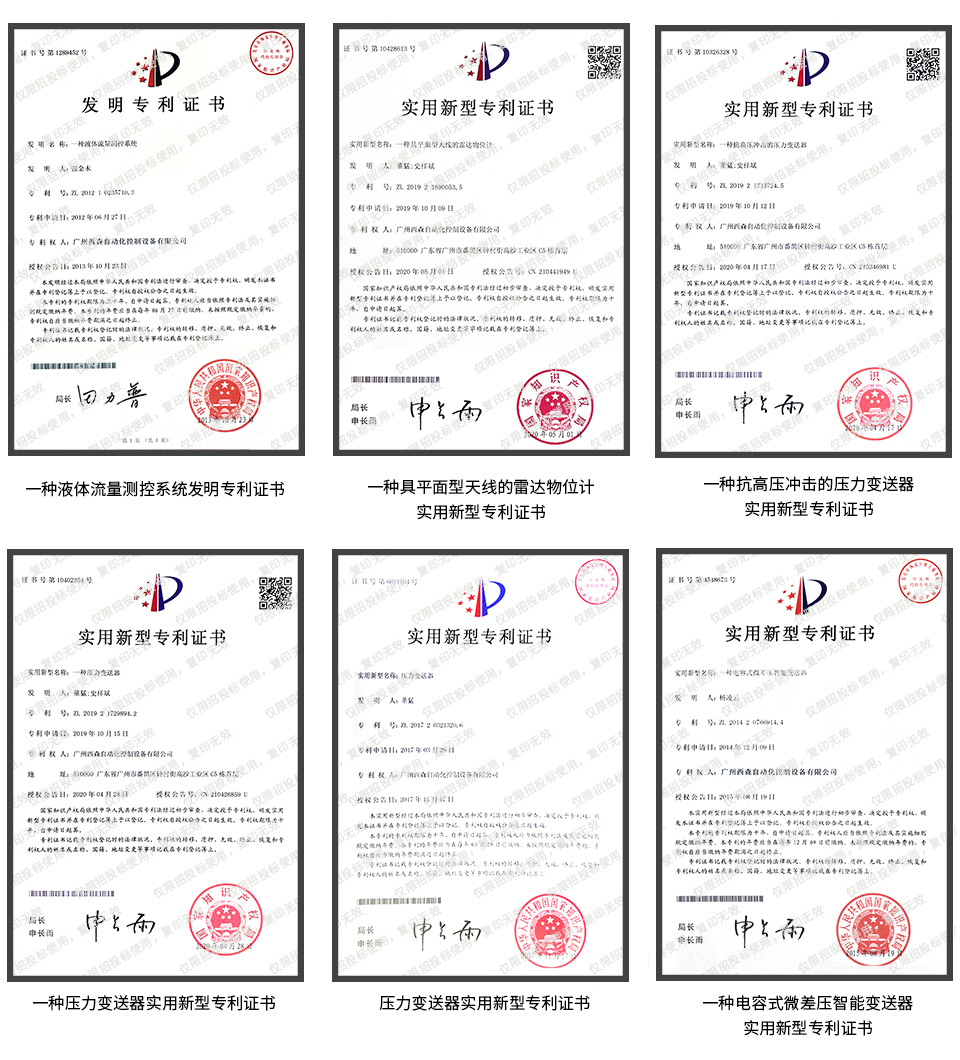 西森產(chǎn)品專(zhuān)利證書(shū)